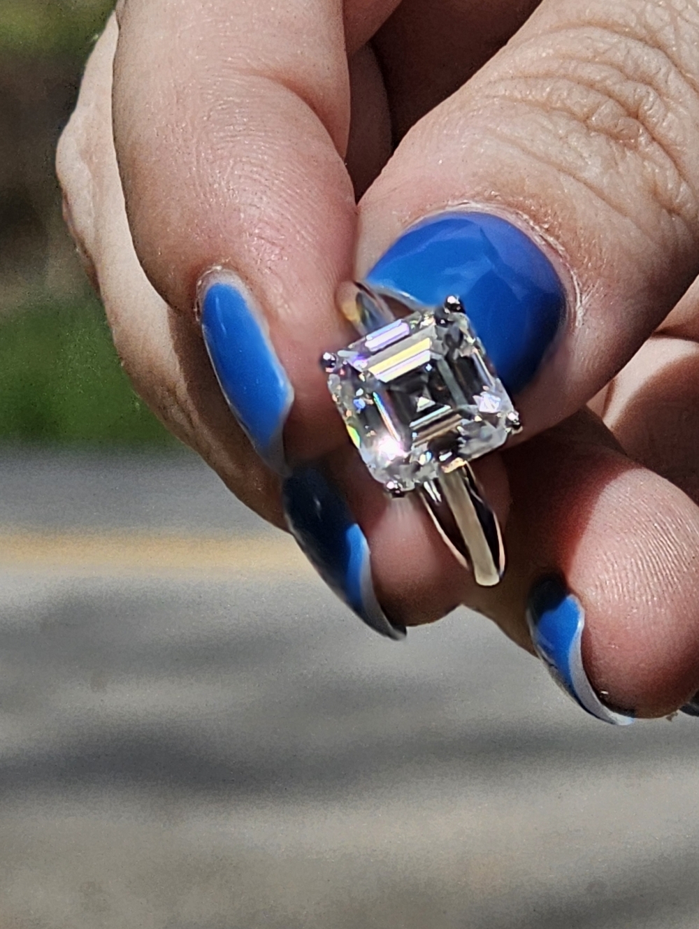 5ct Asscher Moissanite Platinum Over S925 Size 9 - Picture 3 of 10